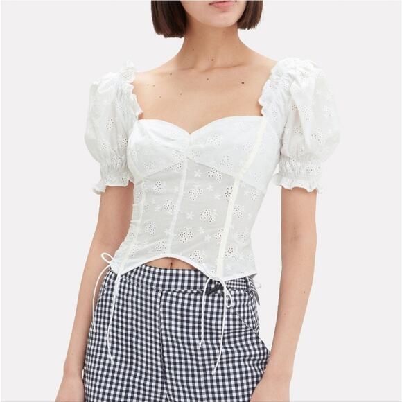 Love & Lemons Bleau White Square Neck Top XS - Picture 1 of 7